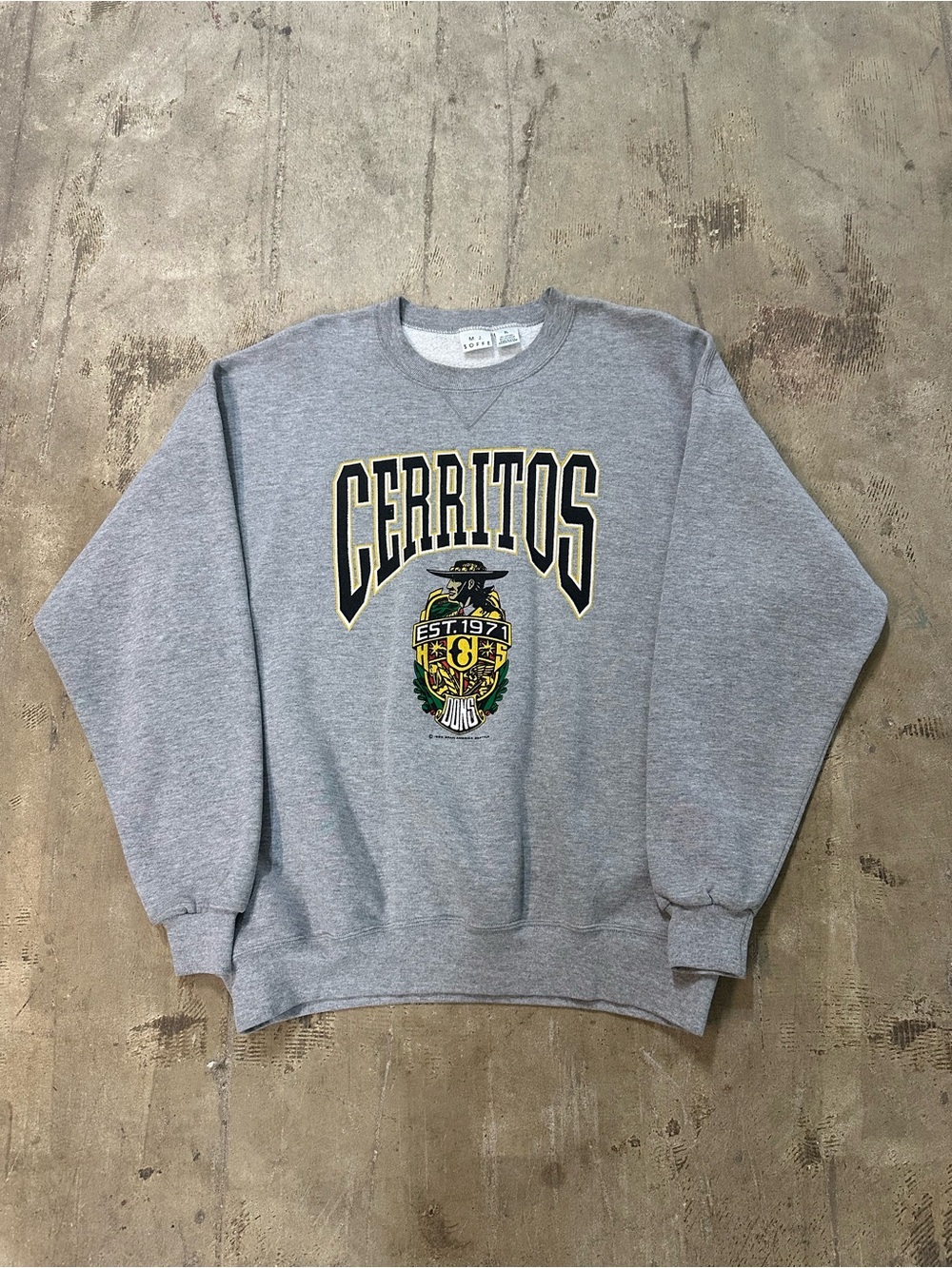 Cerritos Gray Crewneck Sweatshirt with Crest Graphic